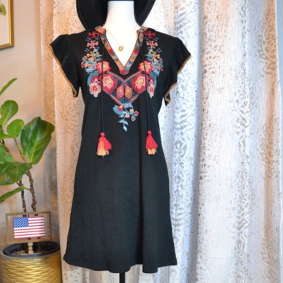 THML Black Dress with Multicolor Embroidery - Picture 1 of 12